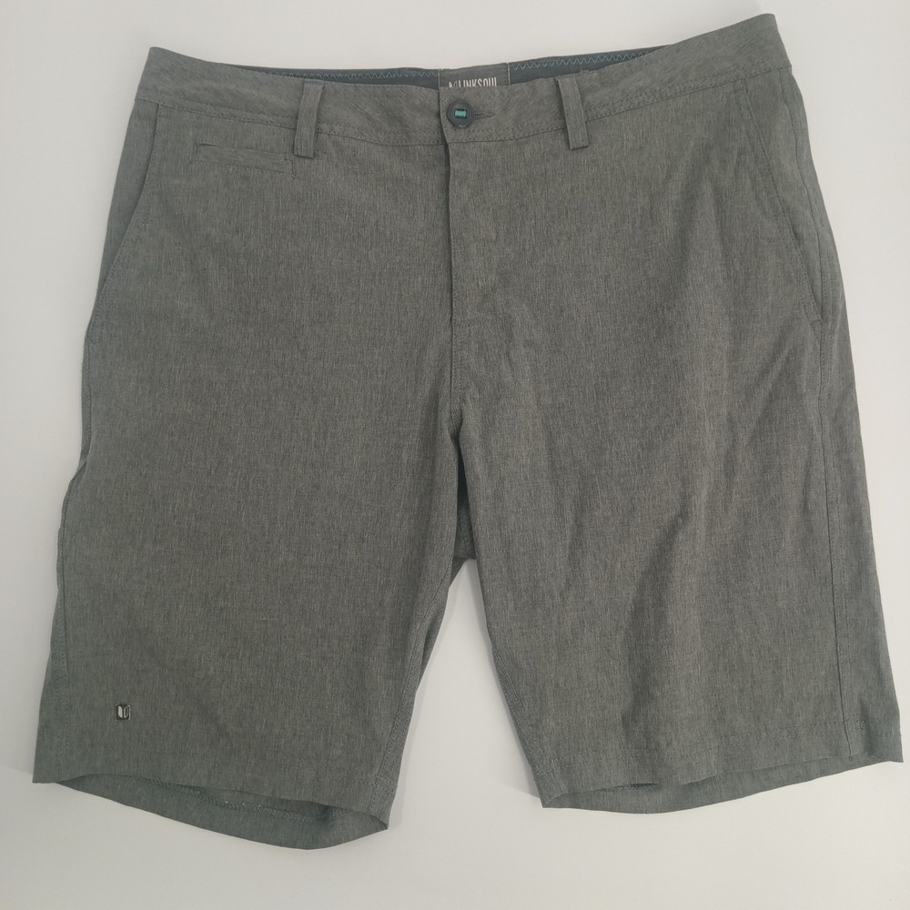 Linksoul Boardwalker Grey Heather Hybrid Golf‎ Shorts Mens 36 Stretch Surf Turf